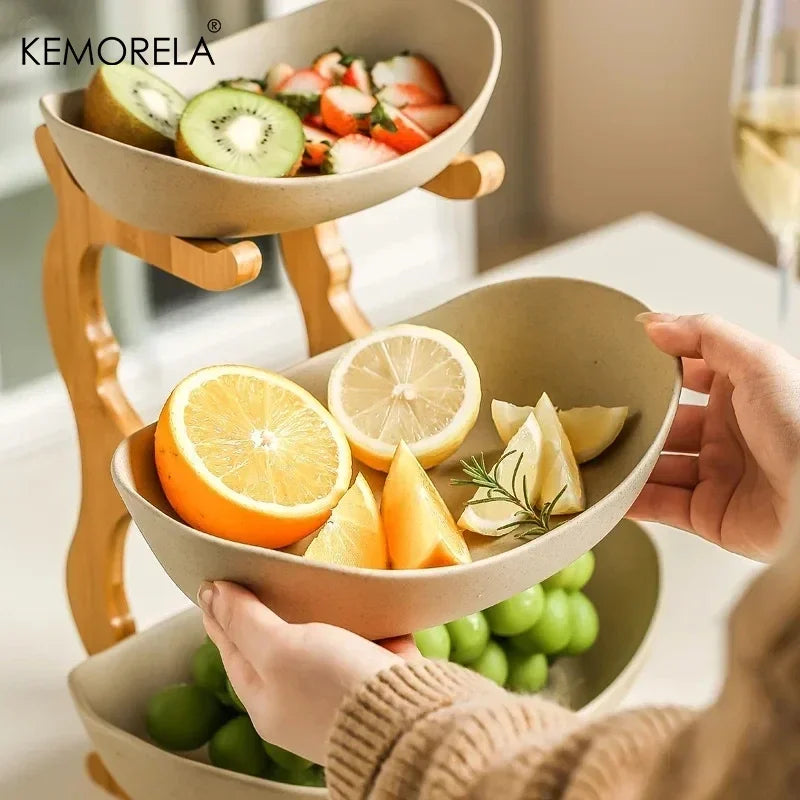 Plato de frutas de 2/3 capas para sala de estar, plato de plástico para aperitivos, cesta de frutas secas moderna y creativa, plato de dulces, soporte para pasteles, ensaladera.