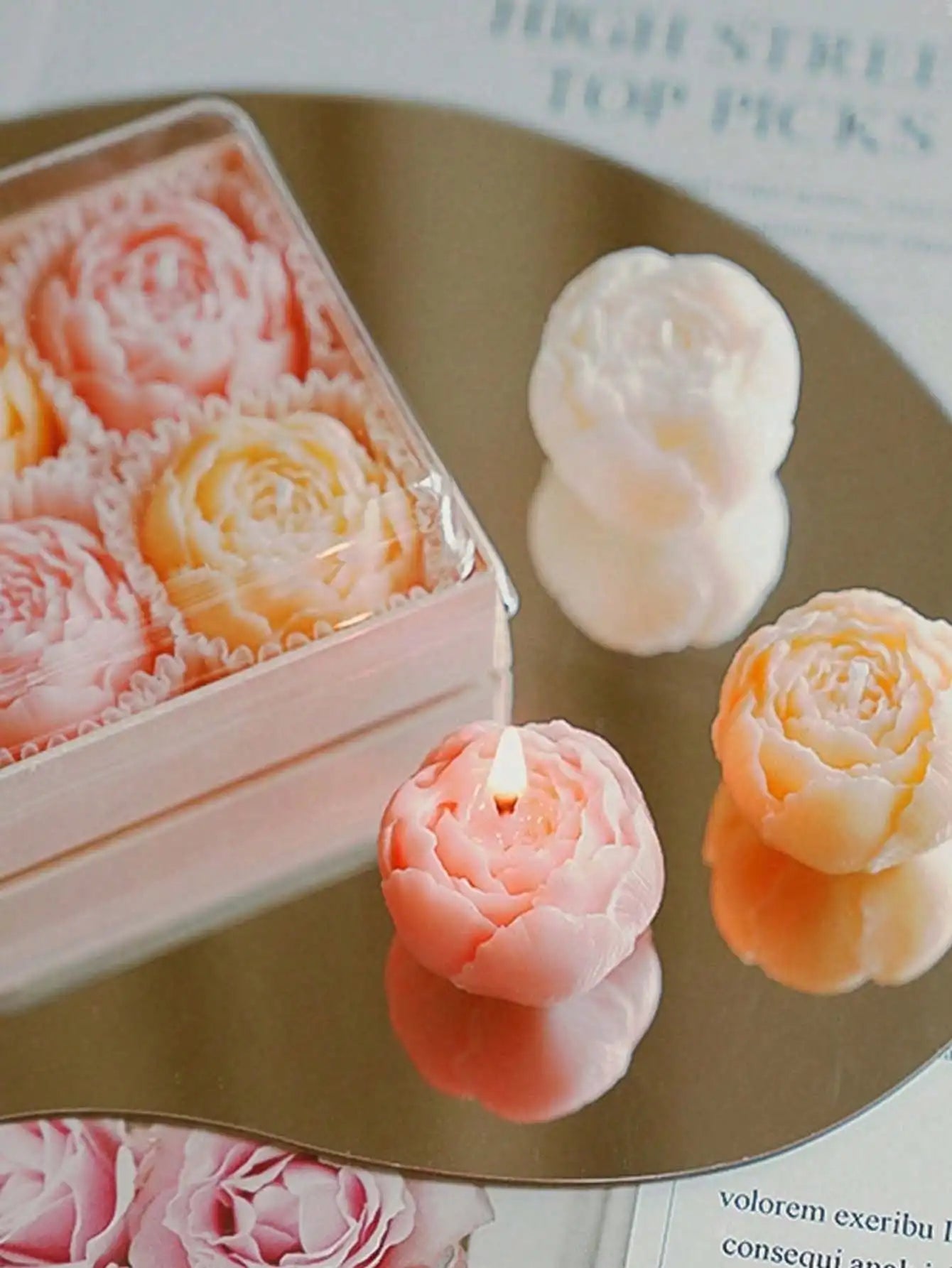 Juego de 4 velas aromáticas de rosas hechas a mano, velas perfumadas, velas con forma de ramo hechas a mano, decoración para el hogar, ideales como regalo de San Valentín.