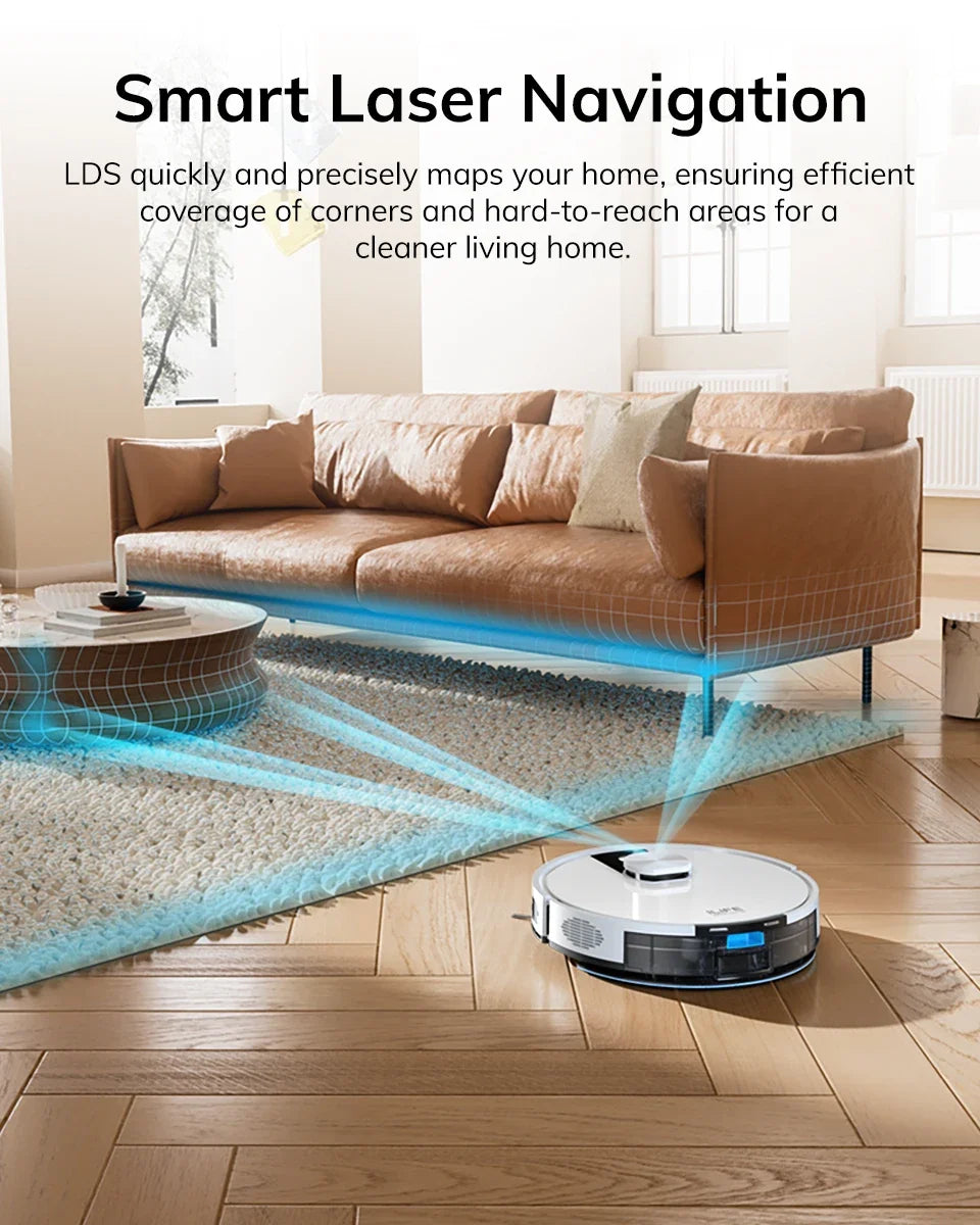 Robot aspirador y fregador ILIFE A12 Pro, navegación LIDAR, recogida automática de polvo, succión de 3000 Pa, control por app/remoto.