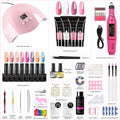 Kit de esmaltes de uñas en gel UV LIMEGIRL con lámpara UV y máquina perforadora, base y capa superior para manicura, esmalte de uñas en gel, kit acrílico de fácil remoción.