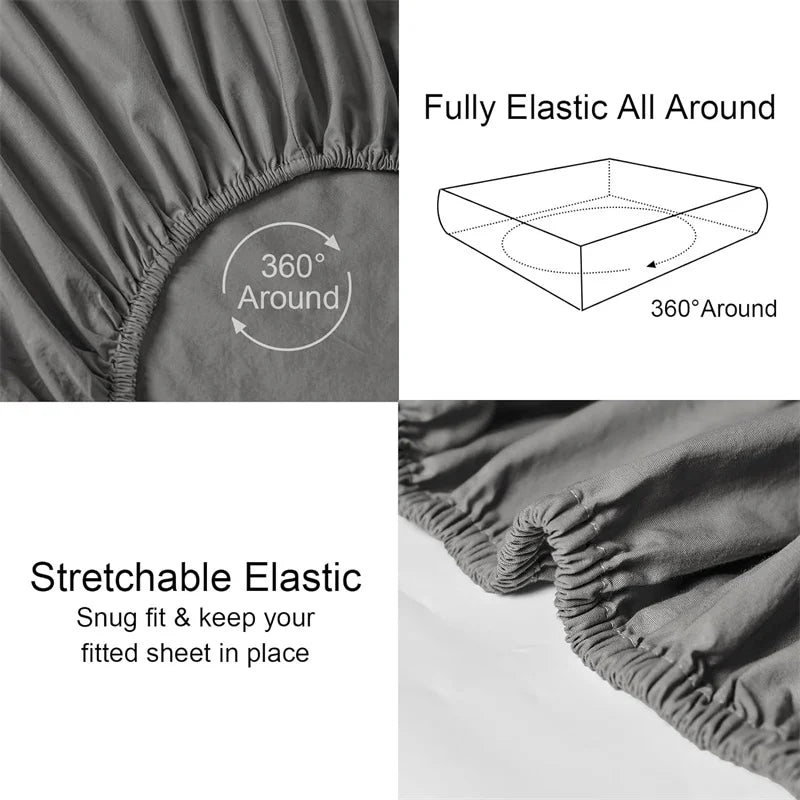 Sábana bajera ajustable 100% algodón con banda elástica antideslizante para colchón de 140/160/180/200 cm, apta para camas individuales, dobles, queen y king.
