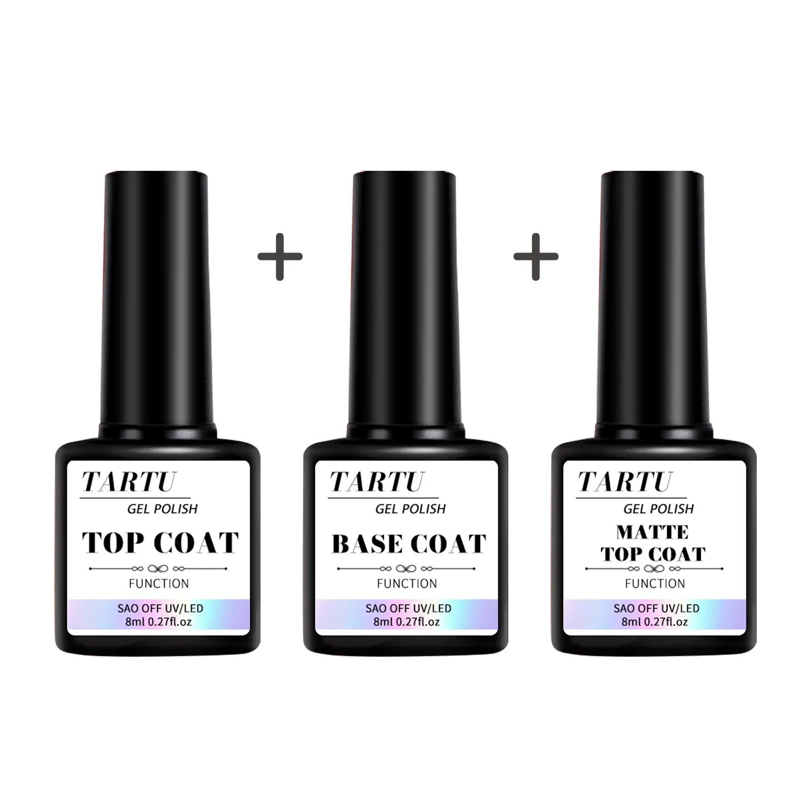 Set de gel funcional para decoración de uñas de 8 ml (1/2/3 unidades) con base y capa superior con efecto diamante, acabado mate y removedor.