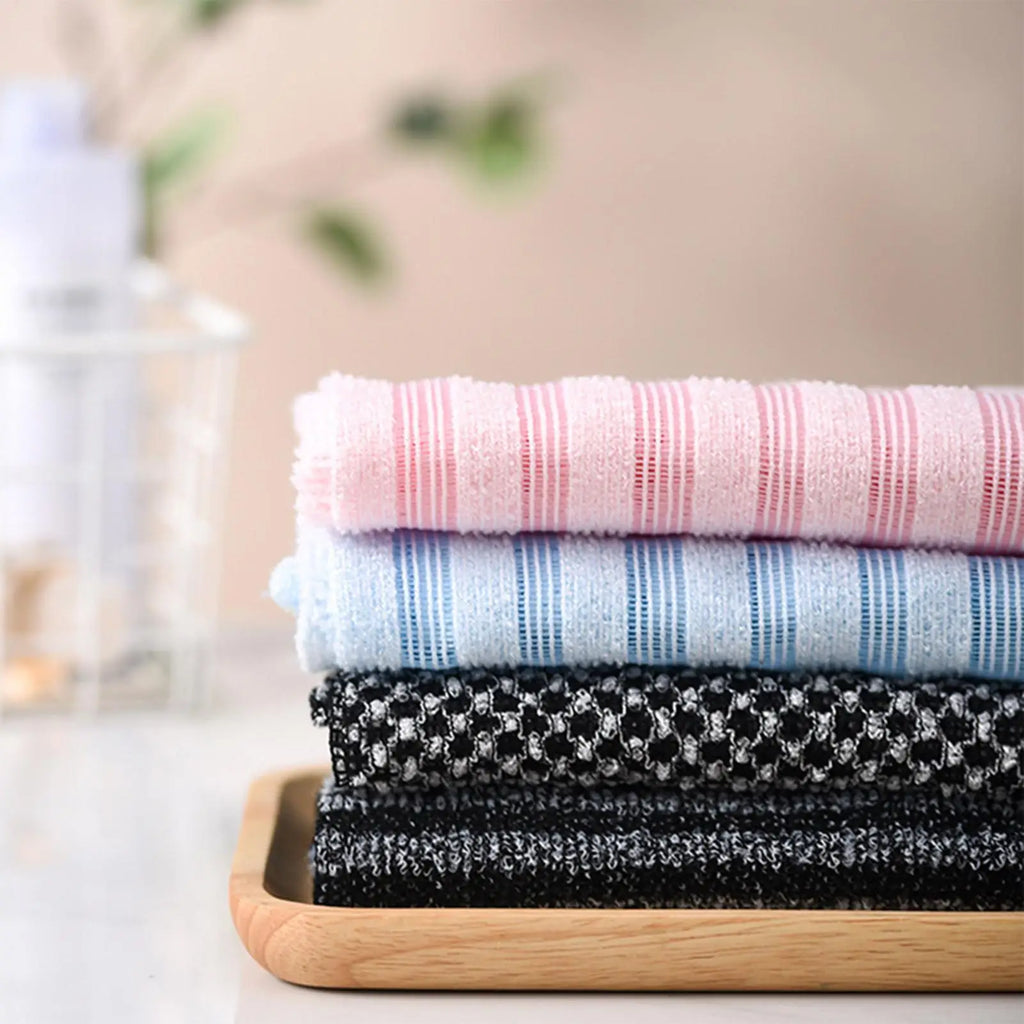 Toalla exfoliante para baño, paño para lavar el cuerpo y la espalda, esponja suave para ducha, accesorios esenciales de limpieza para el baño.