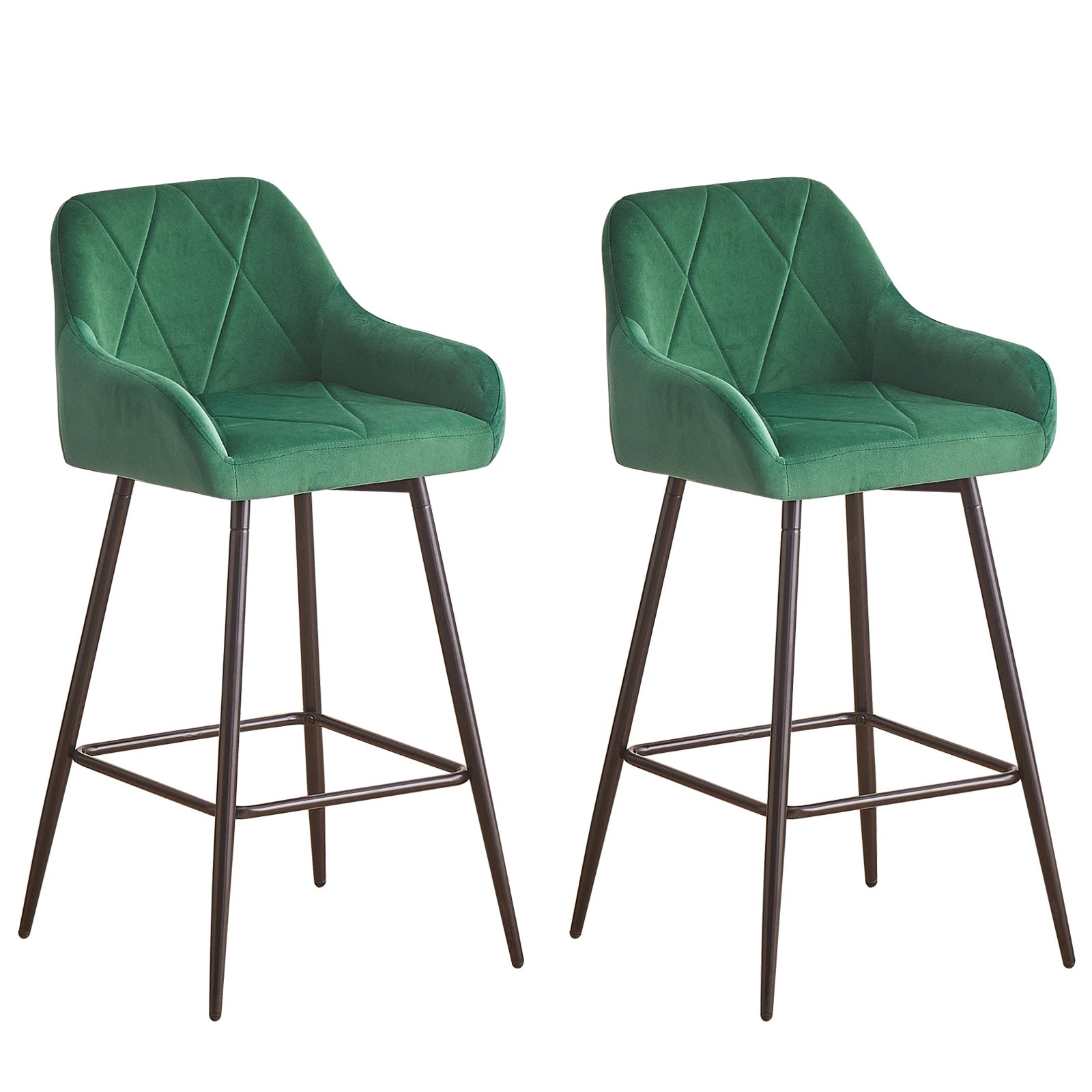 JYMTOM Juego de 2/4 piezas de taburetes de bar, taburetes de mostrador, taburetes de bistró, sillas de bar tapizadas en terciopelo/PU con reposabrazos, taburete moderno con metal negro