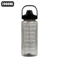 Botella de agua grande de 2 litros, portátil, con pajita de plástico, ideal para viajes, deportes y fitness. Vaso grande de alta calidad, universal para adultos.