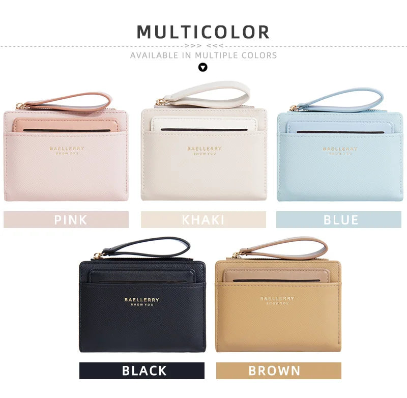 Nueva cartera para mujer con cremallera corta, elegante y de alta gama, con múltiples ranuras para tarjetas, tarjetero japonés y coreano para mujer.
