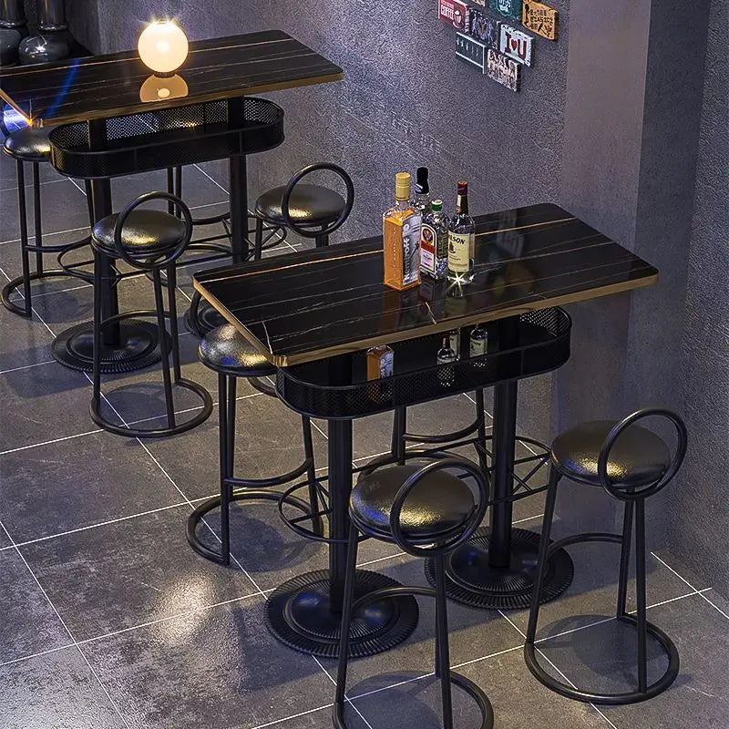 Modern Vintage Bar Stools: Iron Base Stools + Distressed Wood Tables Retro Pub Stools & High-Top Tables – Industrial Bar