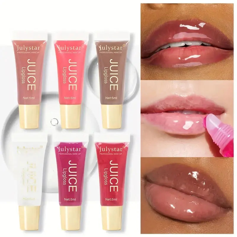 Aceite labial en gel transparente como el agua, bálsamo labial hidratante y suavizante. Reduce las líneas de los labios. Brillo labial con efecto de labios brillantes y aroma a frutas.