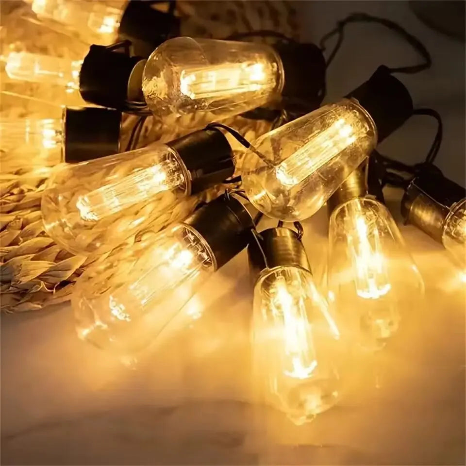 1 unidad de guirnalda de luces solares, lámparas de jardín impermeables para exteriores, jardín, terraza, balcón, camping, decoración retro para fiestas.