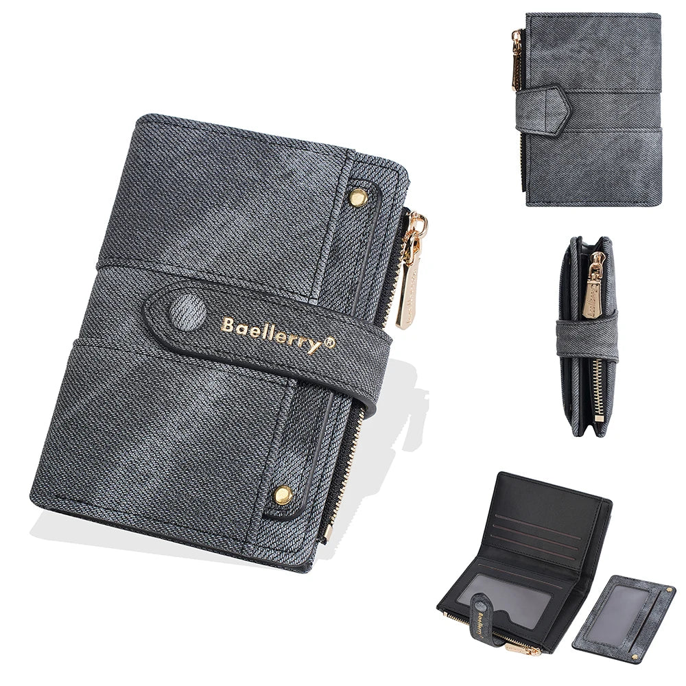 Carteras cortas de mujer Baellerry New Fashion con cremallera, monederos de alta calidad, monedero para mujer con clip para tarjetas desmontable.