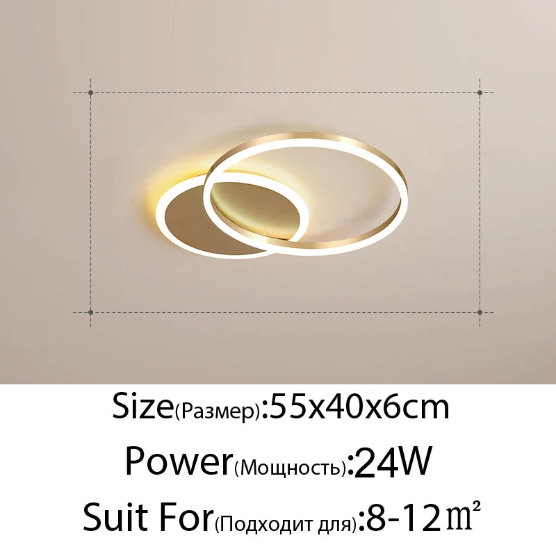 Lámparas de techo LED nórdicas modernas de lujo con anillos redondos para decoración del hogar, ideales para cocina, sala de estar, comedor y dormitorio infantil.