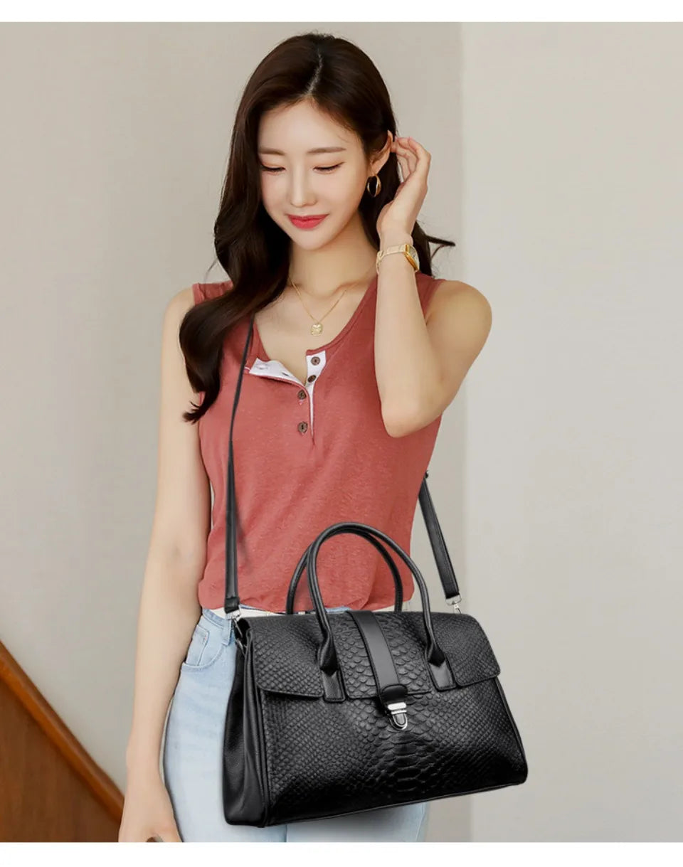 Bolso grande de alta calidad con estampado de serpiente, bolsos de piel, bolso de hombro para mujer, bolso de compras para mujer, bolso de mano informal de moda, bolso de mano Sac