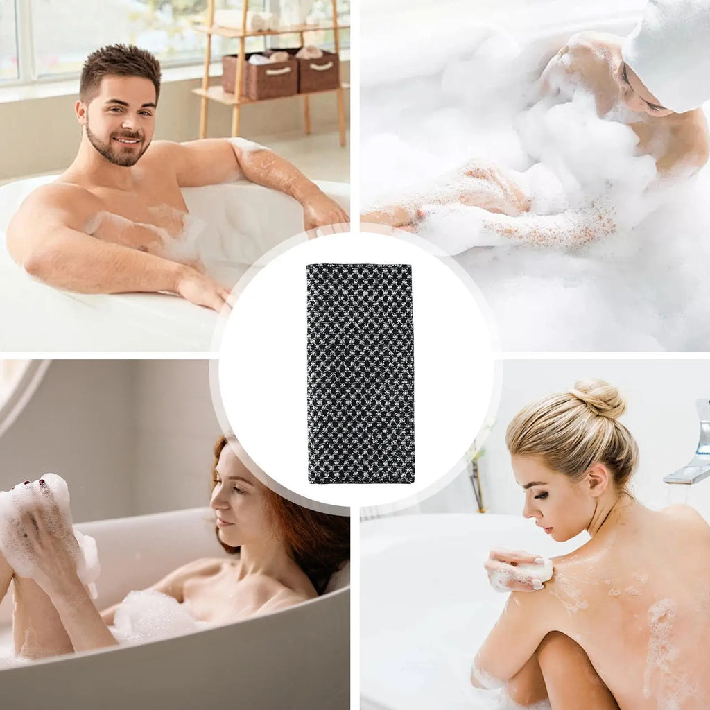 Toalla exfoliante para baño, paño para lavar el cuerpo y la espalda, esponja suave para ducha, accesorios esenciales de limpieza para el baño.