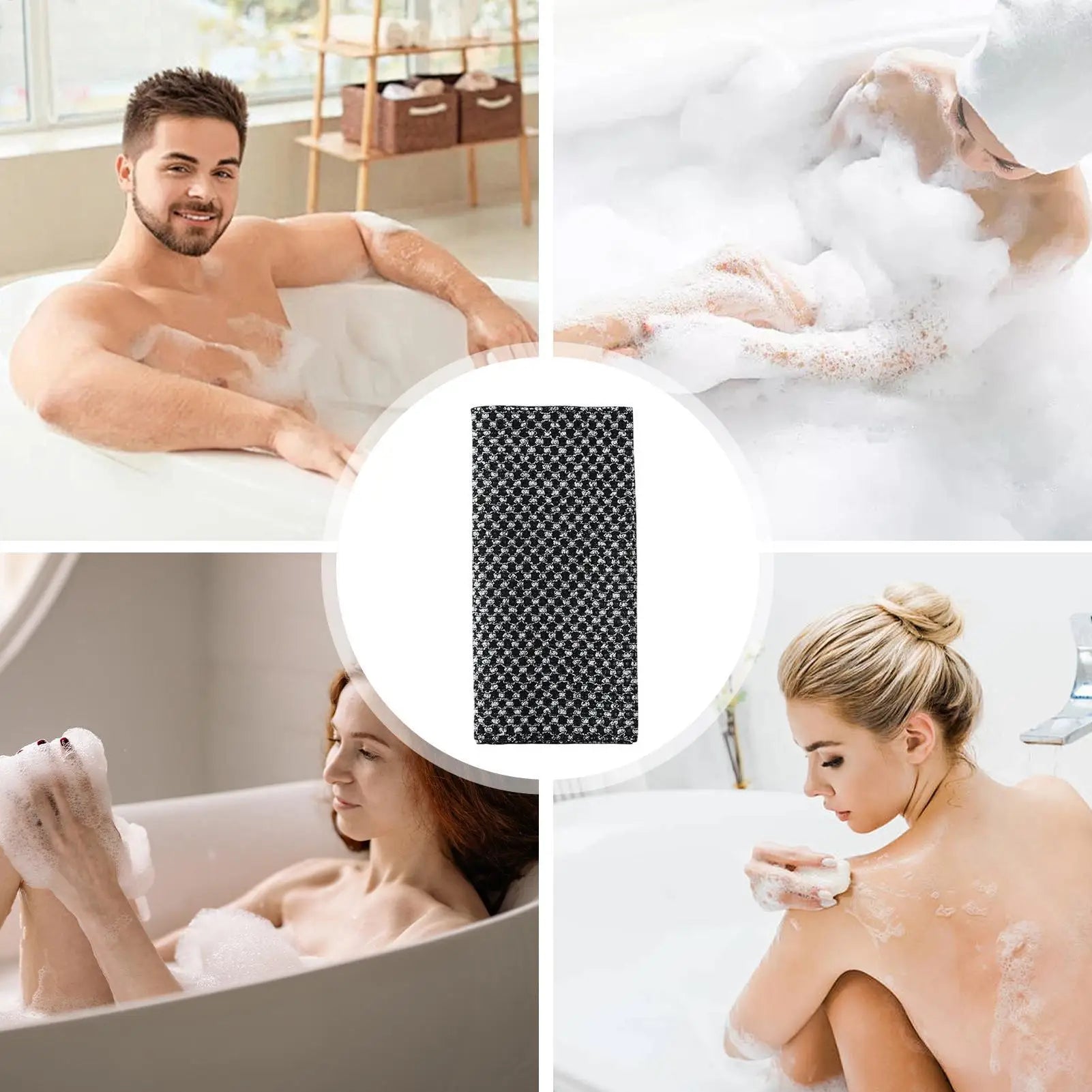 Toalla exfoliante para baño, paño para lavar el cuerpo y la espalda, esponja suave para ducha, accesorios esenciales de limpieza para el baño.