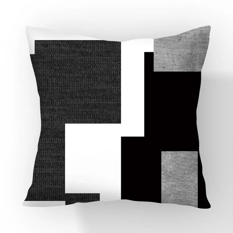 Funda de cojín geométrica en blanco y negro VIKAMA, funda de cojín moderna y minimalista para sofá de salón, funda de almohada para coche, decoración del hogar