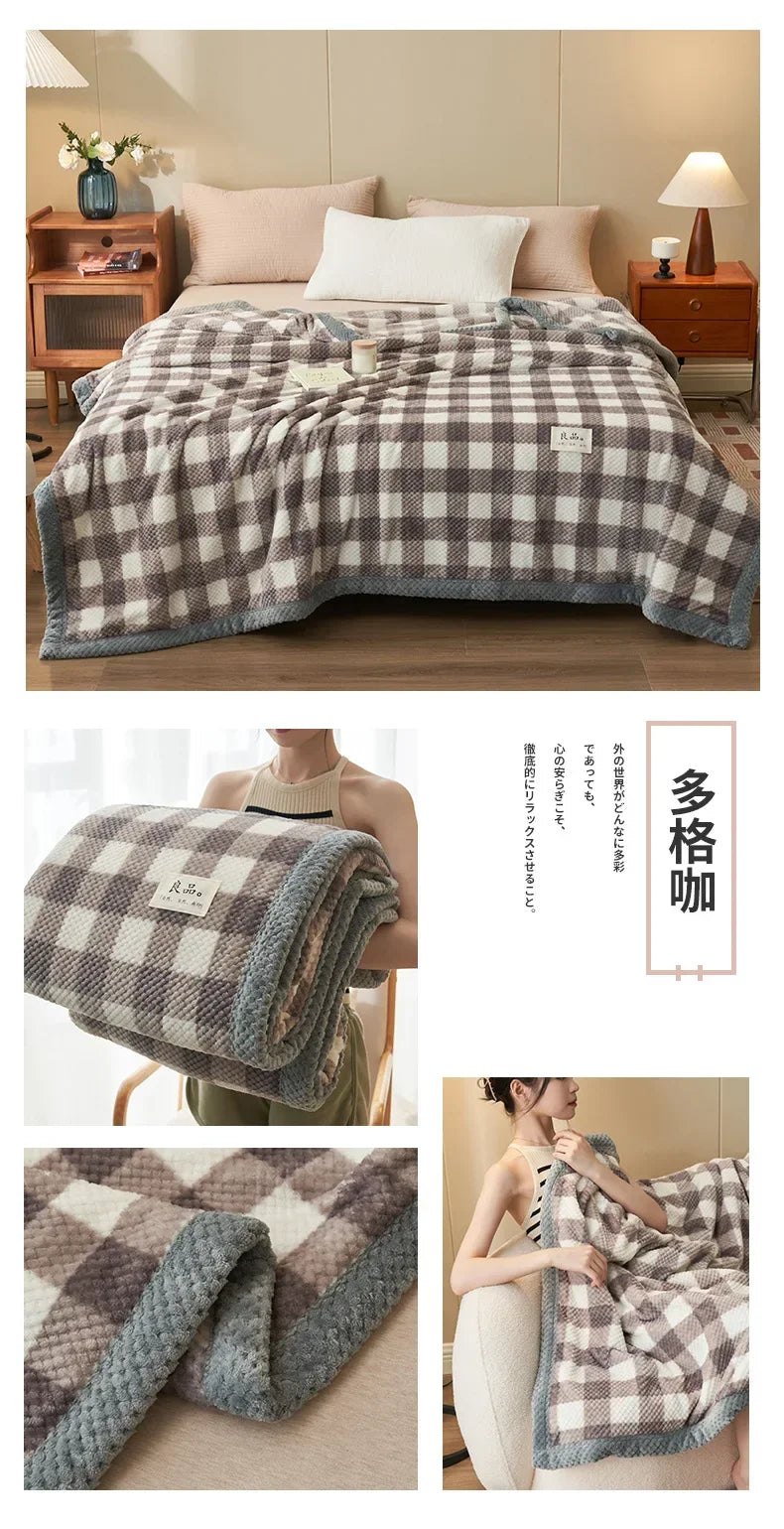 Manta de punto suave de hilo de chenilla, lavable a máquina, hecha a mano con ganchillo, ideal para sofá o cama.