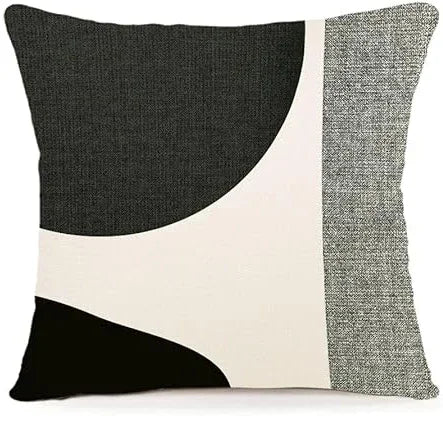Funda de almohada negra con estampado geométrico para decoración del hogar, adecuada para sofá de oficina, sala de estar, jardín o coche.