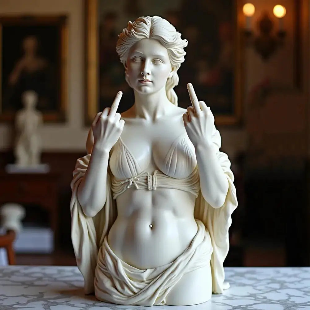 Estatua divertida de resina de la diosa vienesa con el dedo medio, decoraciones personalizadas para el hogar, el jardín, la oficina y la mesa. Regalos especiales.