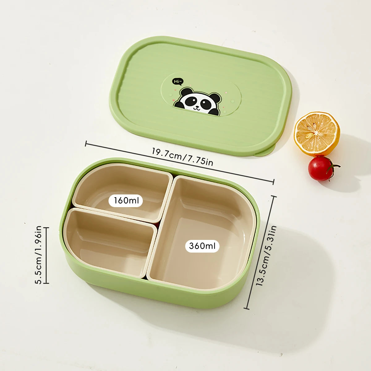 WORTHBUY Tupper de Almuerzo de Plástico para Microondas con 3 Rejillas, Caja Bento de Frutas Portátil y Desmontable, Contenedor de Comida Apilable para Escuela y Oficina