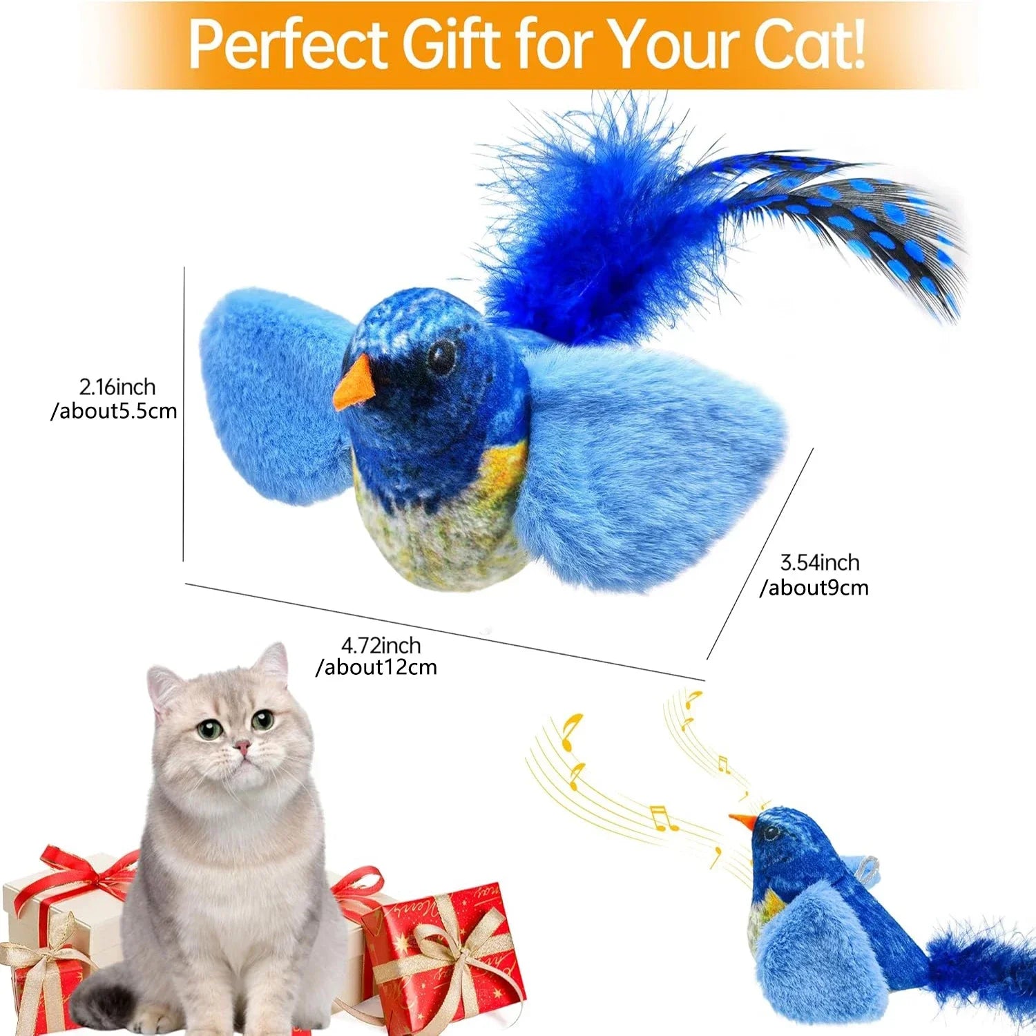Juguete interactivo de pájaros para interiores para gatos, juguete para perseguir y provocar, juguete con sonido de hierba gatera, juguete divertido para gatos, juguete colgante de pared con forma de pájaros.