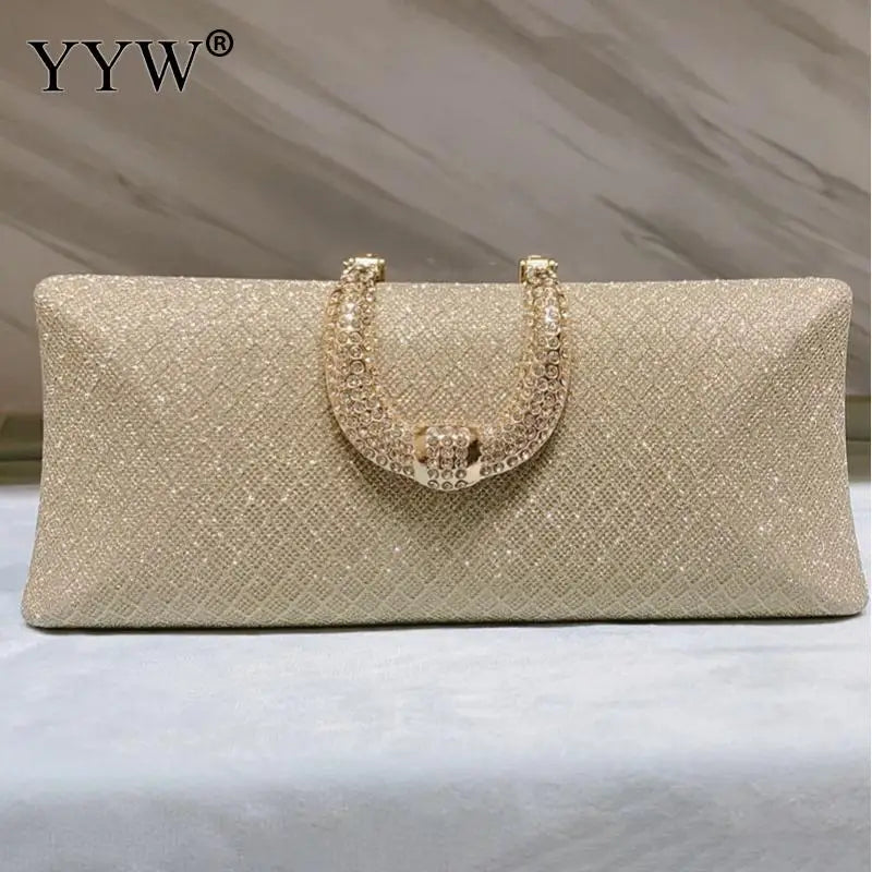 Bolsos de noche YYW para mujer, bolsos de mano de lujo dorados y bolsos de hombro con cadena, bolsos de mano, bolsos de fiesta con brillo, bolso de mano principal
