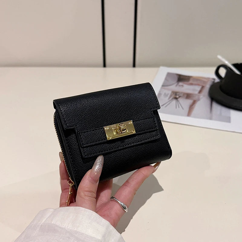 Cartera retro para mujer, gran capacidad, múltiples ranuras para tarjetas, comercio exterior, multifuncional, plegable en tres partes.