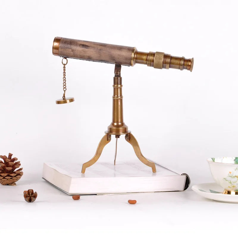 Telescopio de cobre puro, decoración de estilo europeo, americano y francés, decoración clásica suave para villas, oficinas y salas de exposición.
