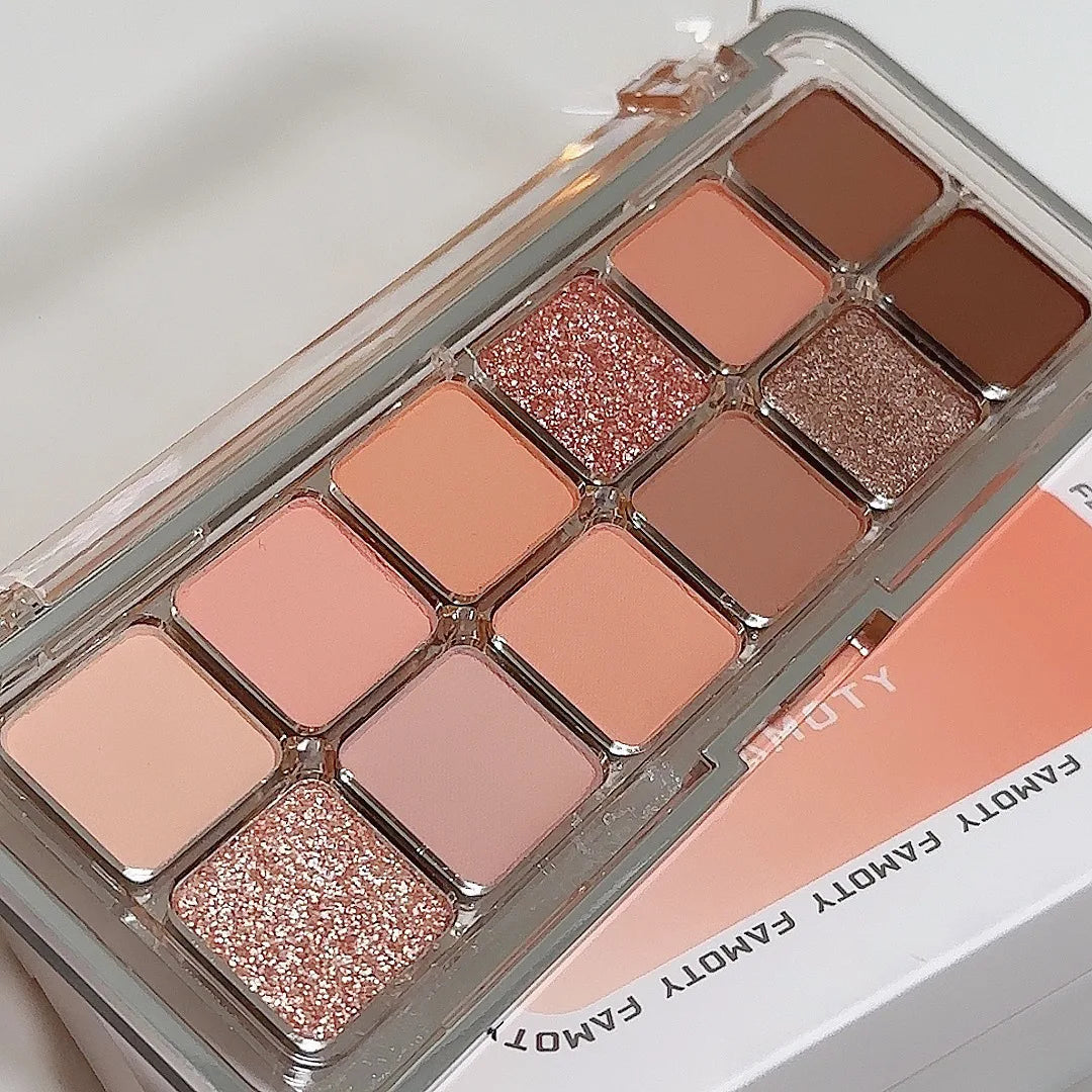 Paleta de sombras de ojos de 12 colores de baja saturación, totalmente mate, color té y albaricoque, para maquillaje de ojos Daily Earth, sombras de ojos de larga duración.