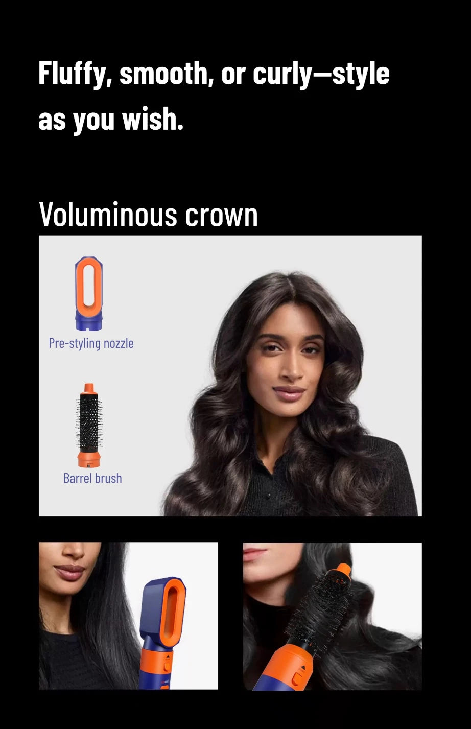 Secador de pelo 6 en 1, nuevo y suave. Secador de pelo 6 en 1 con rizador, cepillo de aire caliente y herramienta de peinado MultiStyler.
