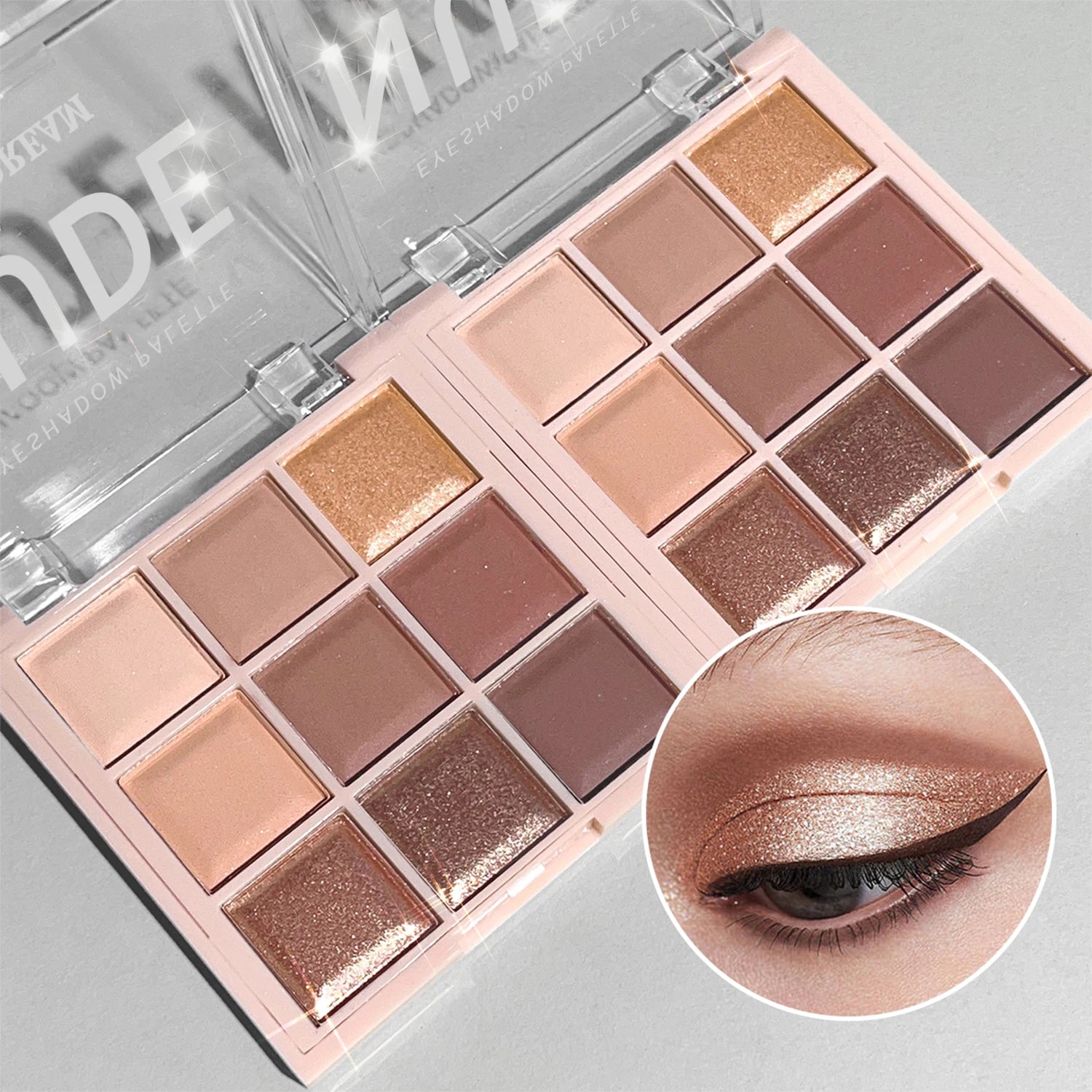 Paleta de sombras de ojos JUJU DREAM de 9 colores, acabado mate y brillante, tonos suaves de té con leche, compacta y fácil de usar para el maquillaje diario de los estudiantes.
