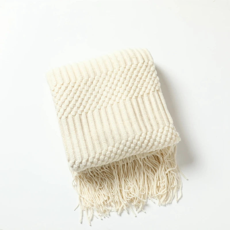 Manta tejida color caqui con borlas, gruesa, de estilo vintage, lujosa, estilo granja, cubrecama extragrande, manta para sofá