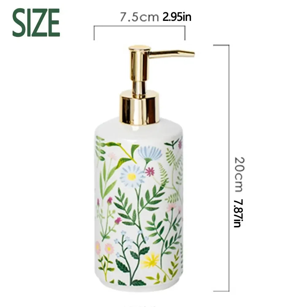 Dispensador de jabón de cerámica de 430 ml, moderno, vintage, marrón, contenedor de almacenamiento de líquidos, ahorra jabón, botella con bomba de loción creativa para el baño