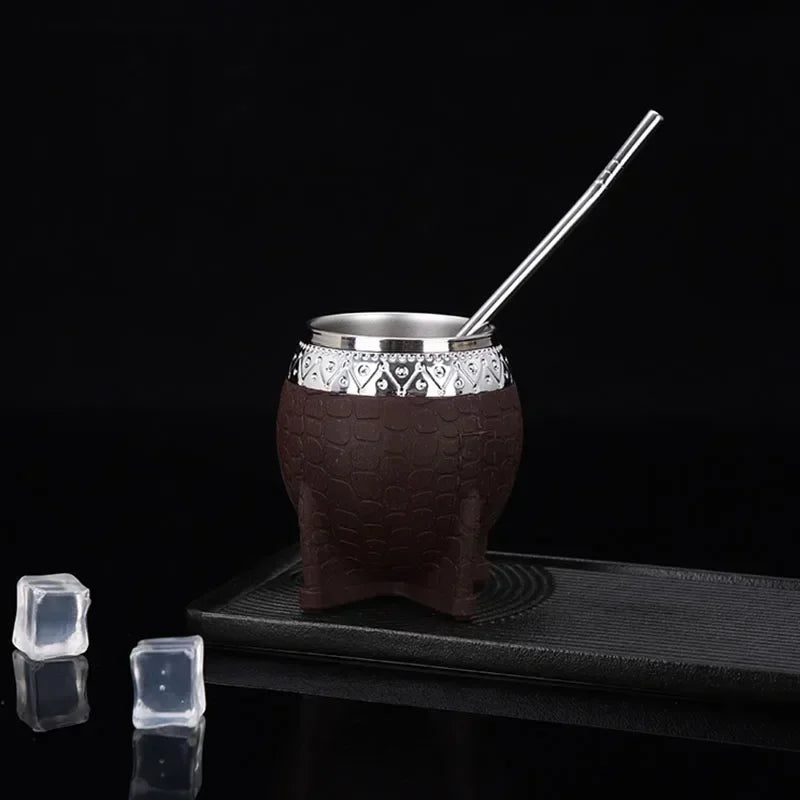 Vaso térmico de acero inoxidable de doble pared de 180 ml para café, cerveza, yerba mate y té.