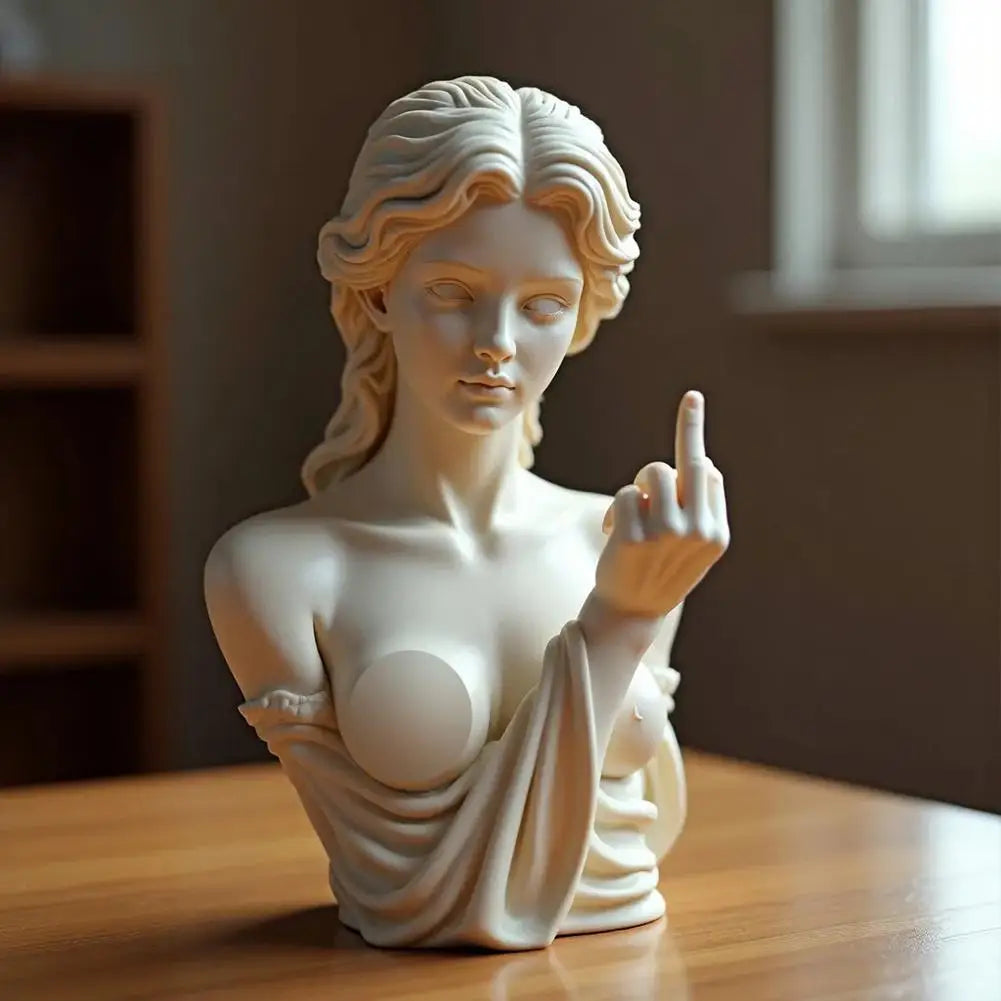 Estatua divertida de resina de la diosa vienesa con el dedo medio, decoraciones personalizadas para el hogar, el jardín, la oficina y la mesa. Regalos especiales.