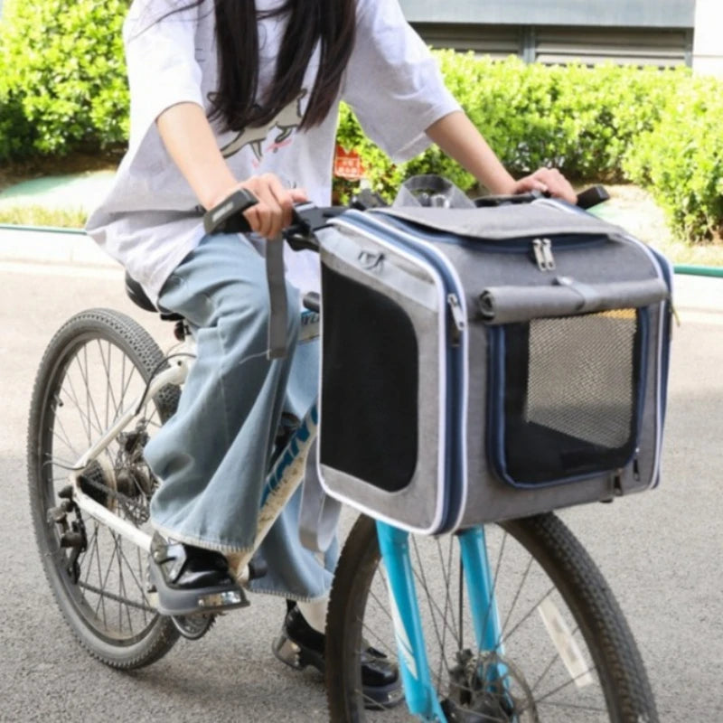 Mochila transportadora portátil para mascotas, bolsa de viaje de mano, bolsa de malla para gatos y perros, para asiento de coche o bicicleta, plegable, suministros para mascotas al aire libre