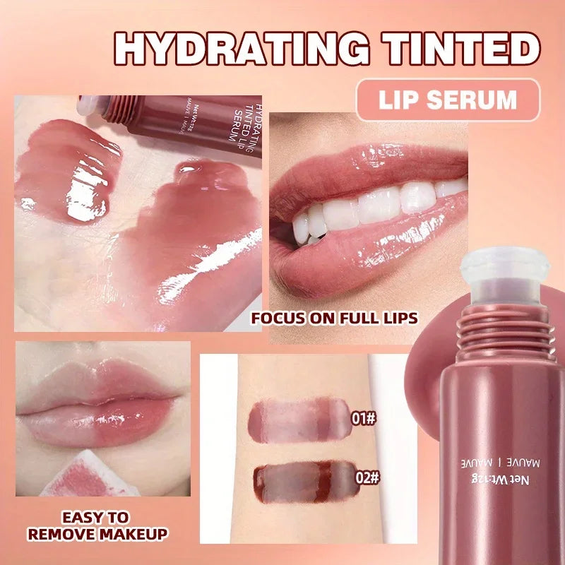 Brillo labial de color, líquido hidratante y humectante, bálsamo labial ligero y brillante, brillo labial hidratante a base de agua.