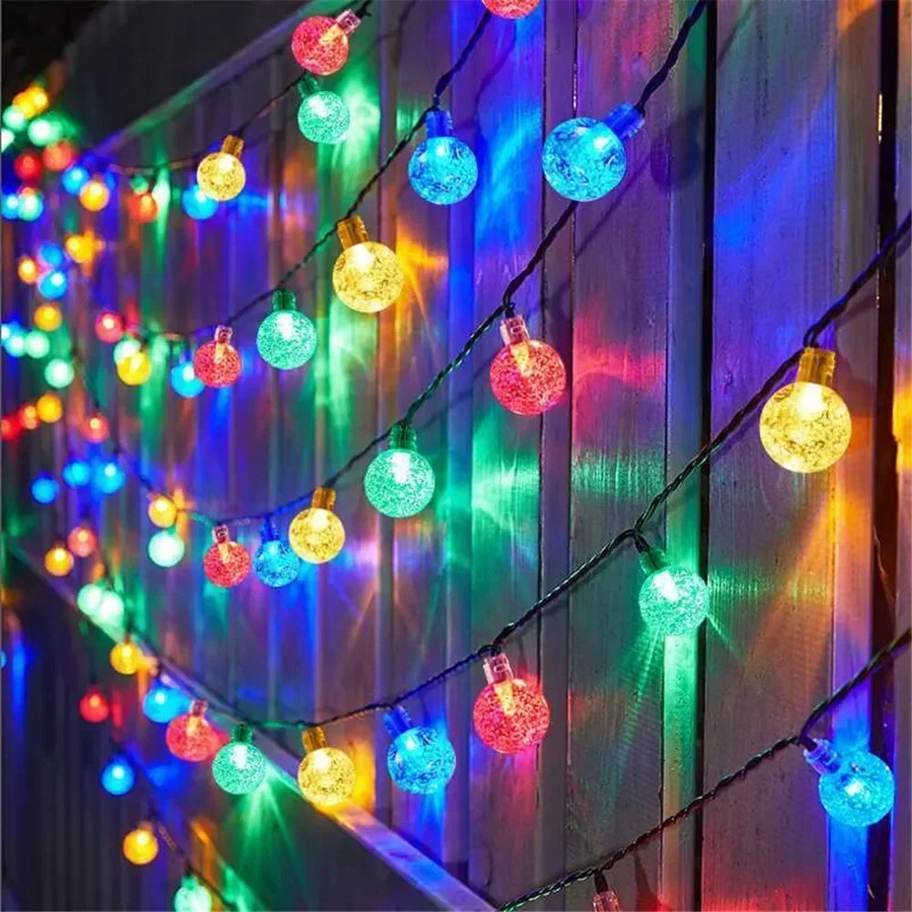 Guirnalda de luces LED solares para exteriores con globos de cristal y 8 modos de iluminación para jardín, patio, fiestas y decoración de árboles. Ramadán Kareem.