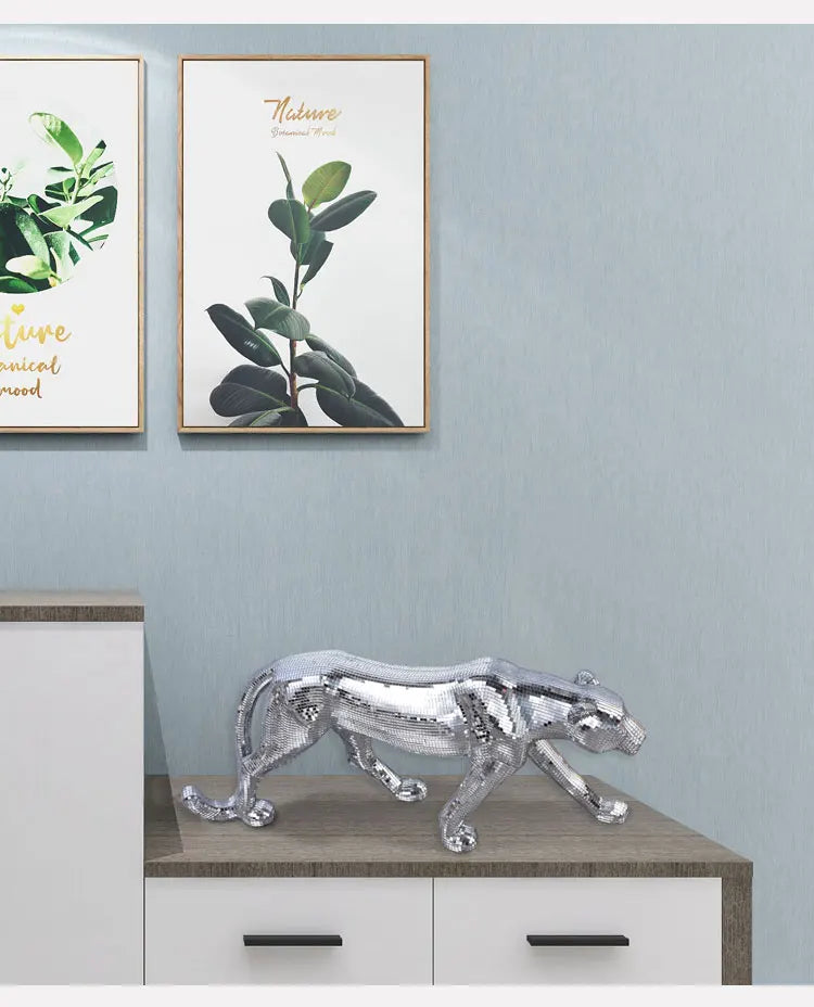 Adornos largos de leopardo para decoración de sala de estar, figuras escultóricas, hogar moderno, mueble de TV, estatua de escritorio de oficina, 82 cm personalizados
