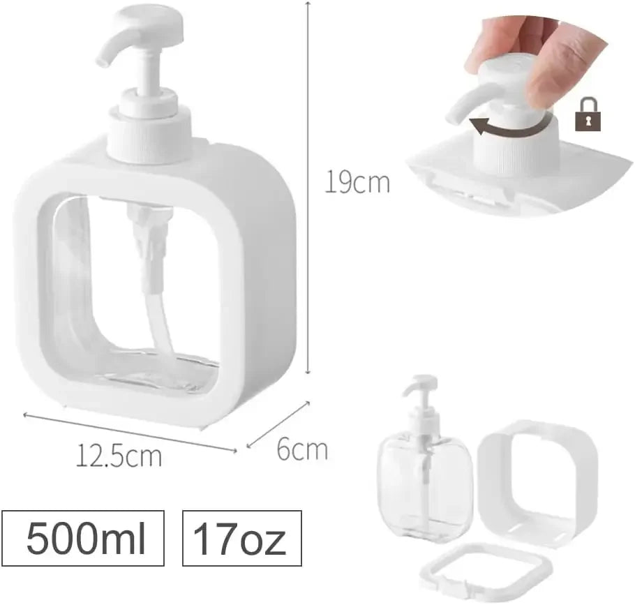 1 dispensador de jabón de baño recargable de 300 ml/500 ml para loción, champú y gel de ducha. Dispensador portátil de viaje con bomba de baño vacía.