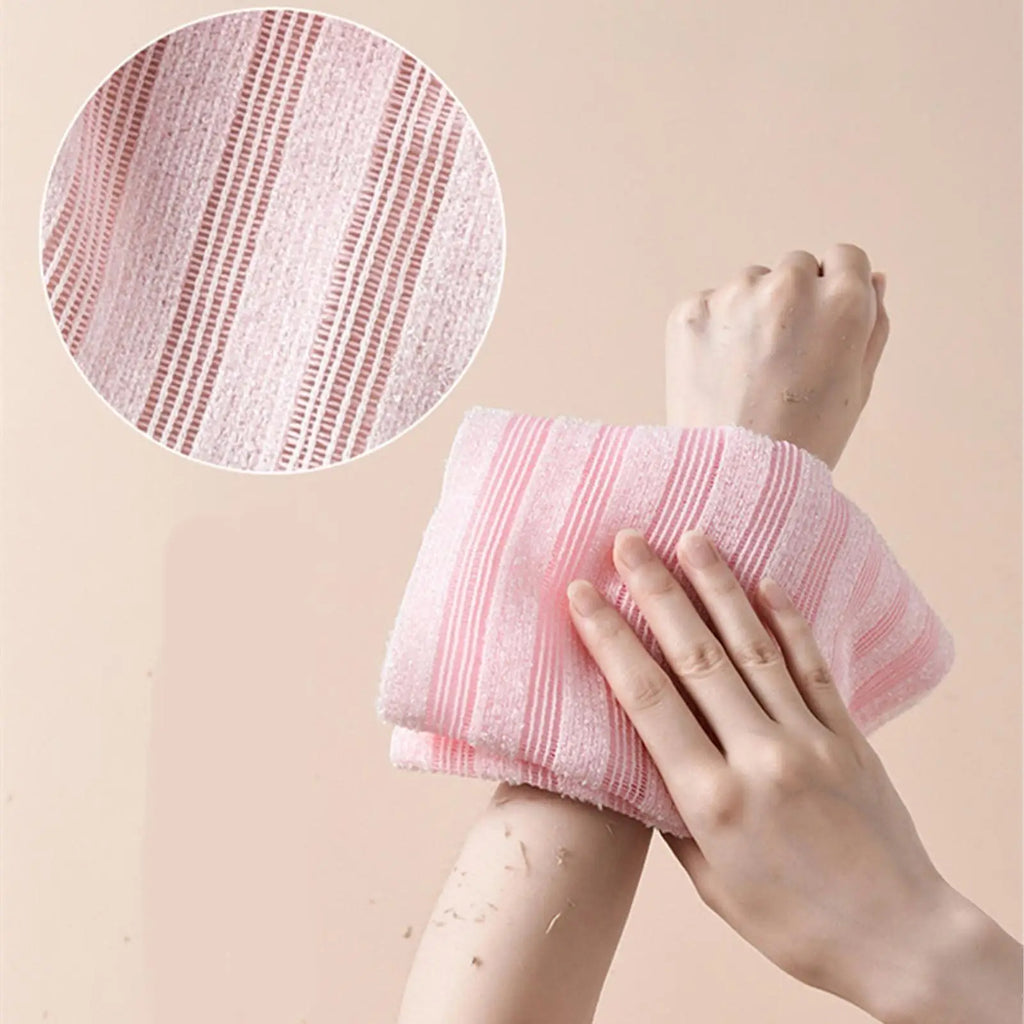 Toalla exfoliante para baño, paño para lavar el cuerpo y la espalda, esponja suave para ducha, accesorios esenciales de limpieza para el baño.
