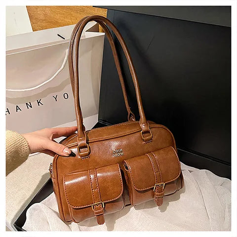 Bolso informal para el brazo, estilo retro, bolso Boston Pillow, bolso versátil de gran capacidad para el día a día, bandolera, nuevo modelo, tendencia urbana, PU Ma...
