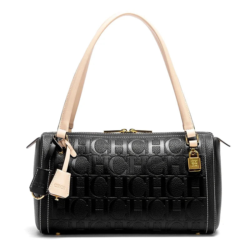 Bolso Boston de mujer C-H, nueva colección otoño/invierno, diseño de letras, bolsos de hombro con textura
