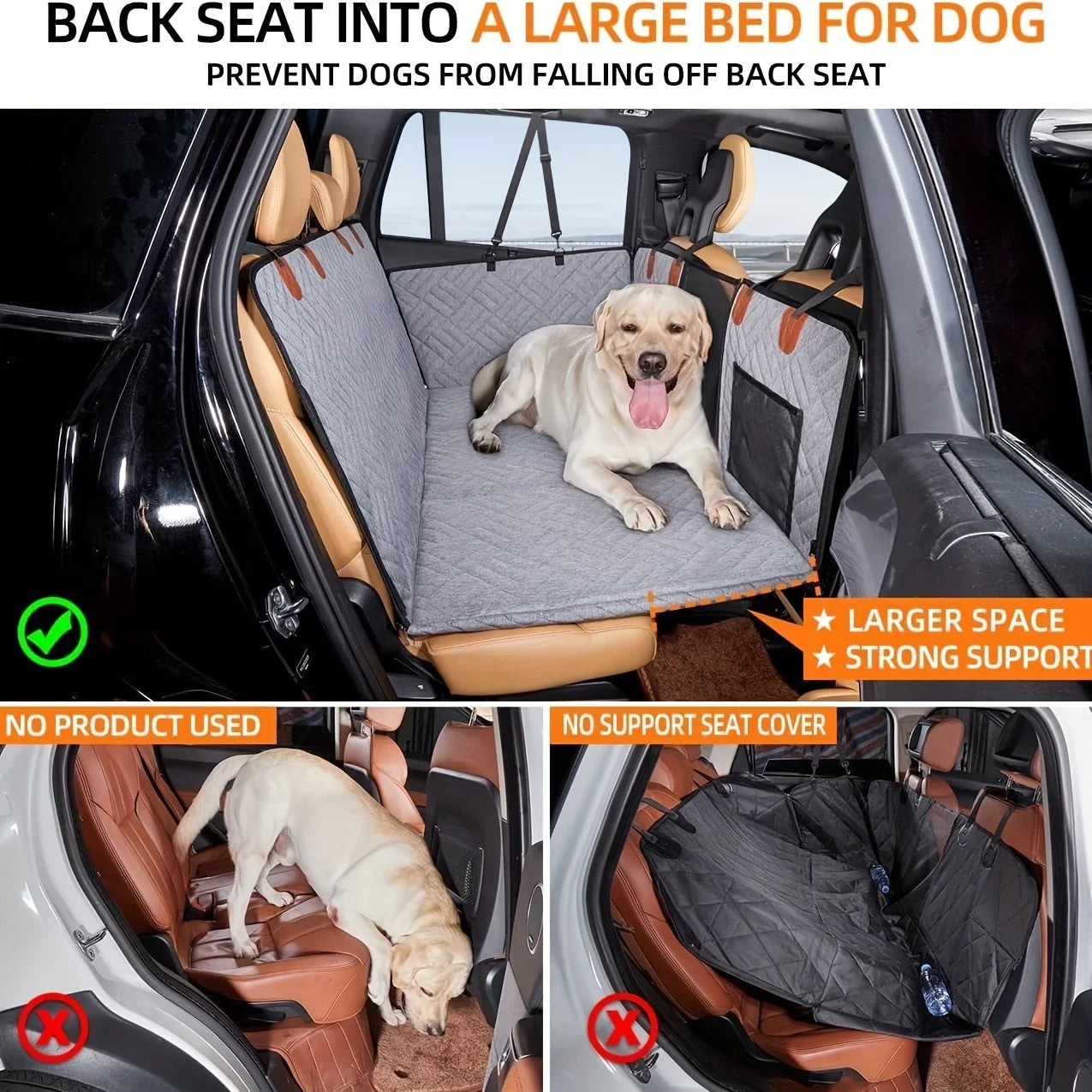 Funda para asiento de coche para perros, funda impermeable para asiento de mascotas tipo hamaca, resistente a arañazos, antideslizante, duradera y suave.