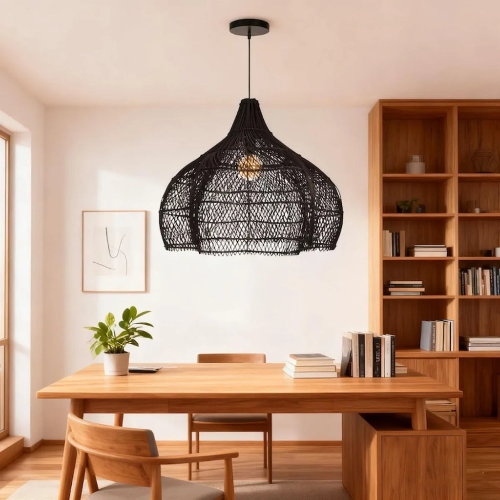 Lámpara de techo moderna de ratán japonés JOYINLED, hecha a mano, para sala de estar, restaurante, cocina o comedor.