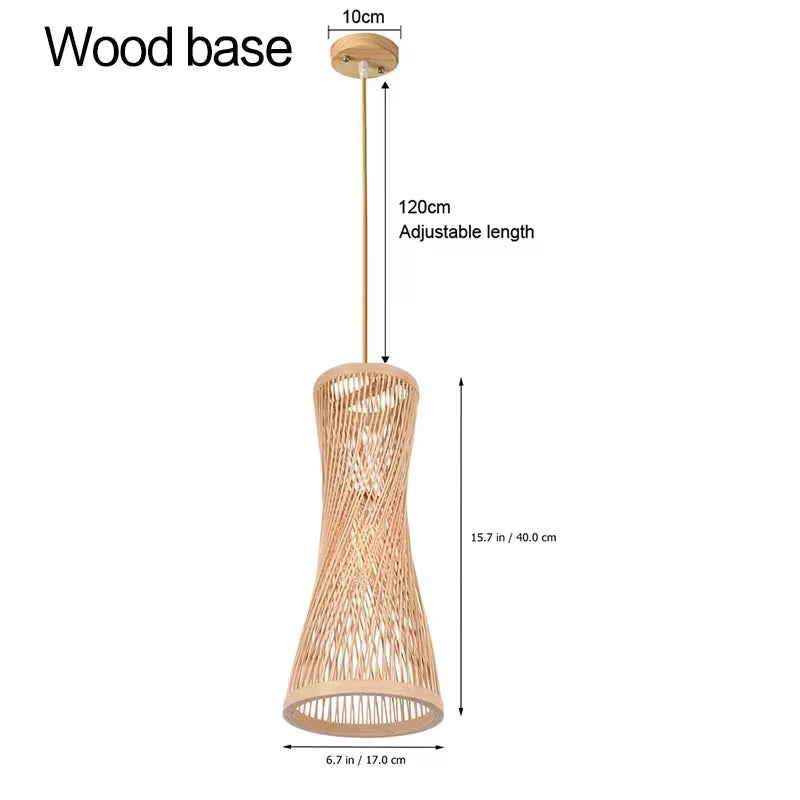 Lámpara colgante de techo de ratán, mimbre, bambú y madera, lámpara de araña colgante tejida a mano, decoración para el hogar, sala de estar y dormitorio.