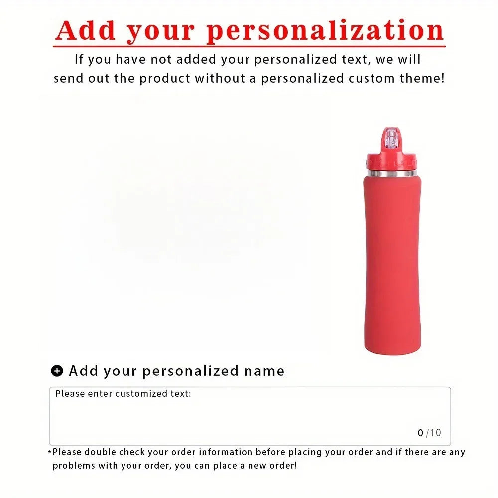 Botella de agua personalizada de acero inoxidable con aislamiento térmico y pajita - Botella grabada para fitness/ciclismo, regalo perfecto para hombres y mujeres.