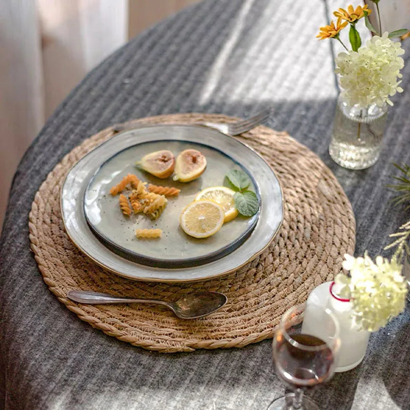 Salvamanteles de ratán tejidos a mano, manteles individuales redondos aislantes del calor, manteles individuales tejidos naturales para comedor, decoración del hogar y bodas al por mayor