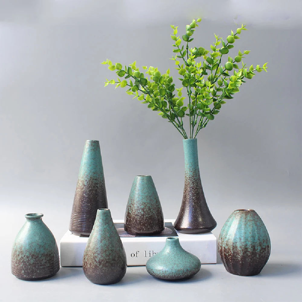 Jarrón pequeño de cerámica para flores, decoración del hogar, artesanías, adorno de mesa, sencillez, decoración de estilo japonés.