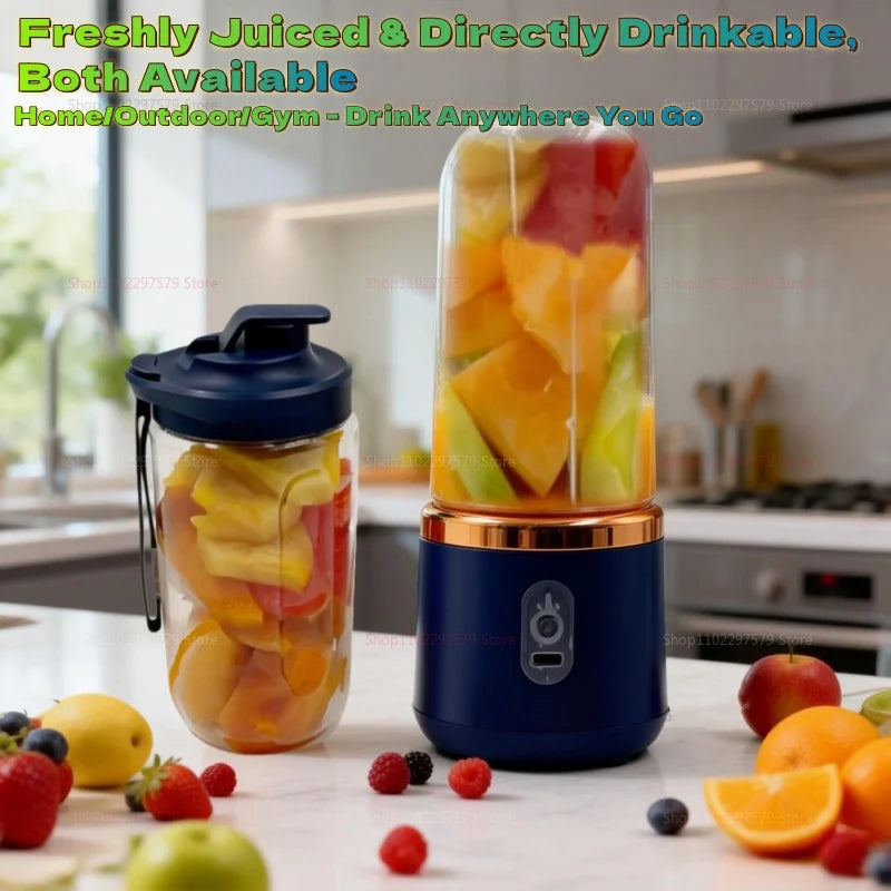 Licuadora portátil de doble vaso con USB, exprimidor de frutas para batidos, malteadas y zumos, procesador de alimentos compacto, exprimidor de naranjas.