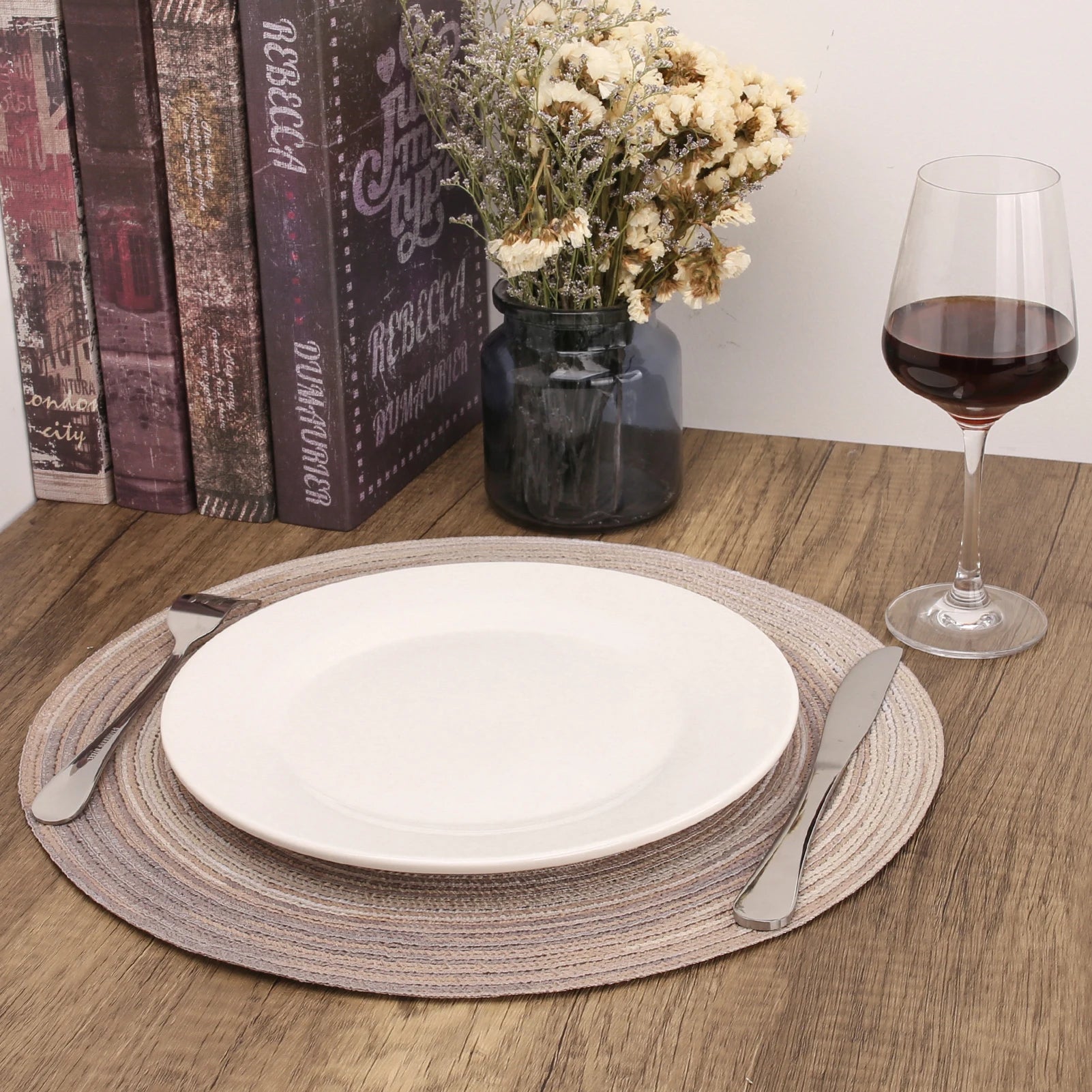 12 manteles individuales redondos trenzados lavables, antideslizantes, para mesa, vajilla, cuencos, decoración para el hogar y la cocina, posavasos.